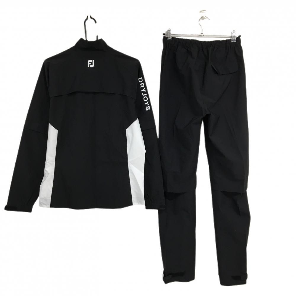 フットジョイ レインウェア 2 WAYジャケット×パンツ 黒×白 袖着脱可 ネックロゴ メンズ M ゴルフウェア FootJoy
