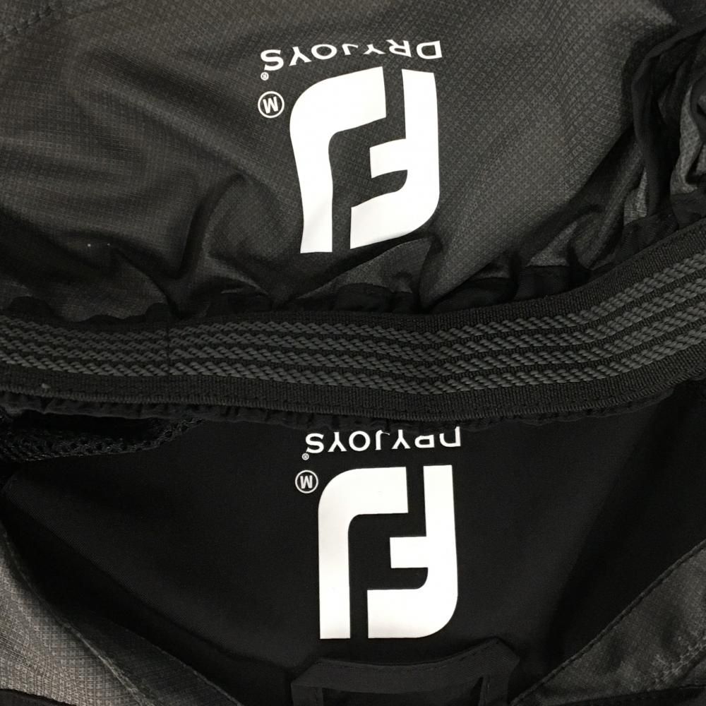 フットジョイ レインウェア 2 WAYジャケット×パンツ 黒×白 袖着脱可 ネックロゴ メンズ M ゴルフウェア FootJoy