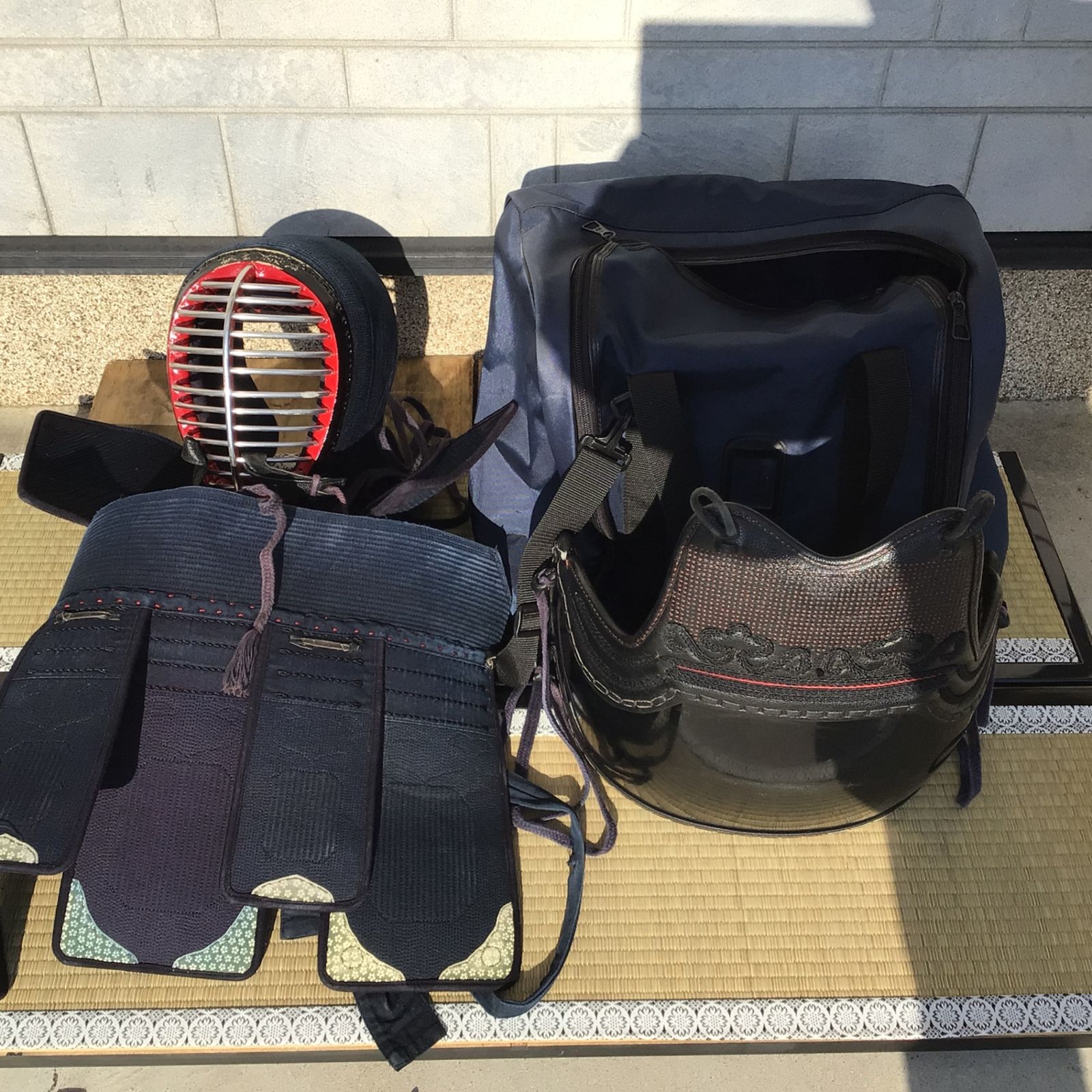12087 剣道防具 面 胴 垂 3点セット 収納袋付 禅 SANKEI 名前刺繍あり 