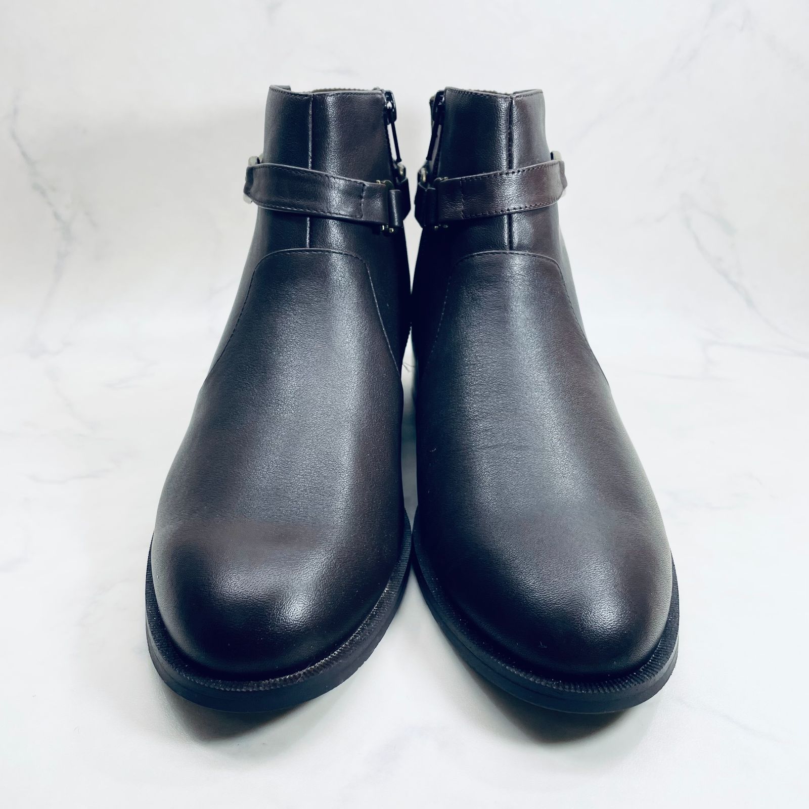 2 WAY イング デザインショートブーツ 24 cm ダークブラウン 茶