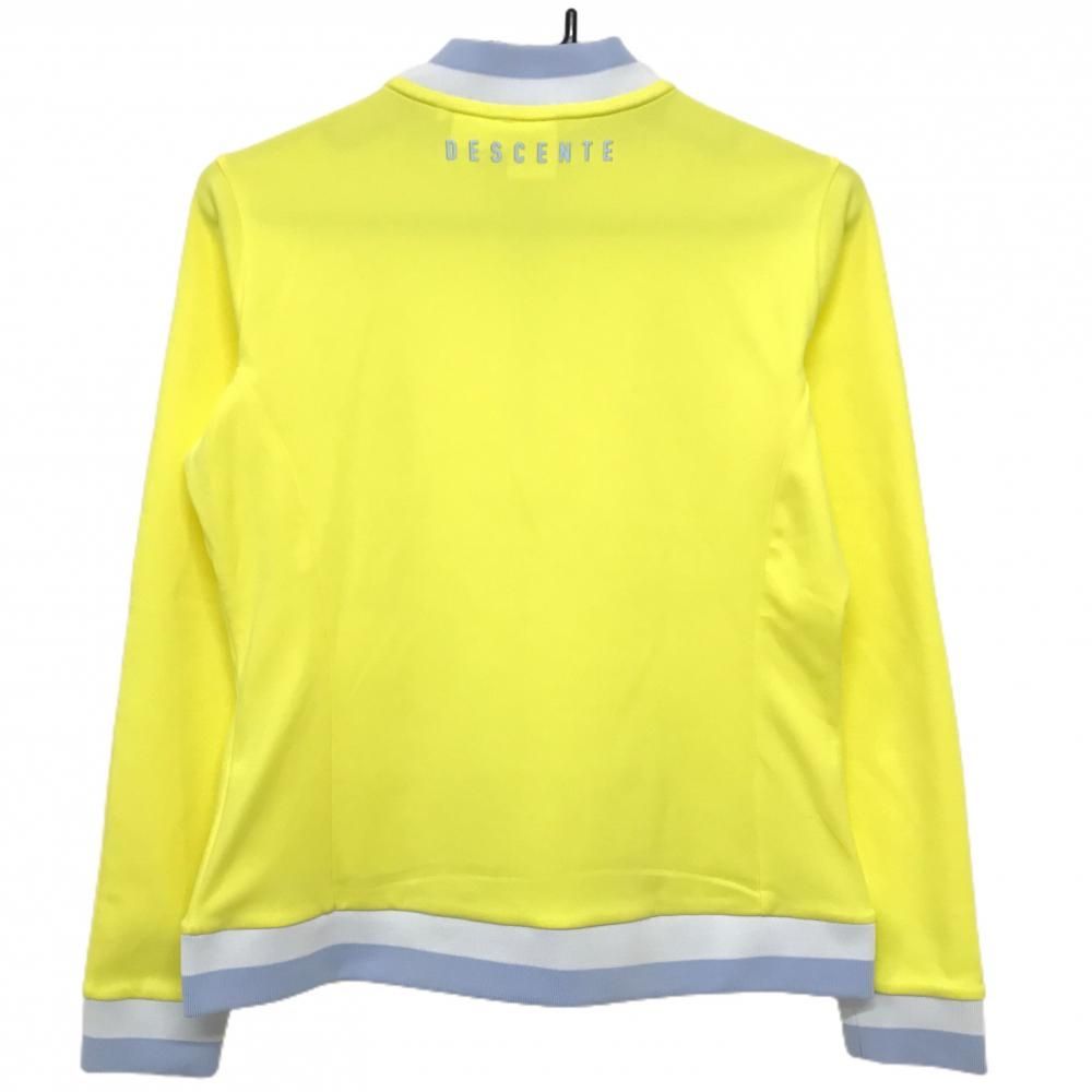 超 デサントゴルフ ジャケットブルゾン イエロー×白×グレー ジップロゴライン レディース M ゴルフウェア 2025年モデル DESCENTE