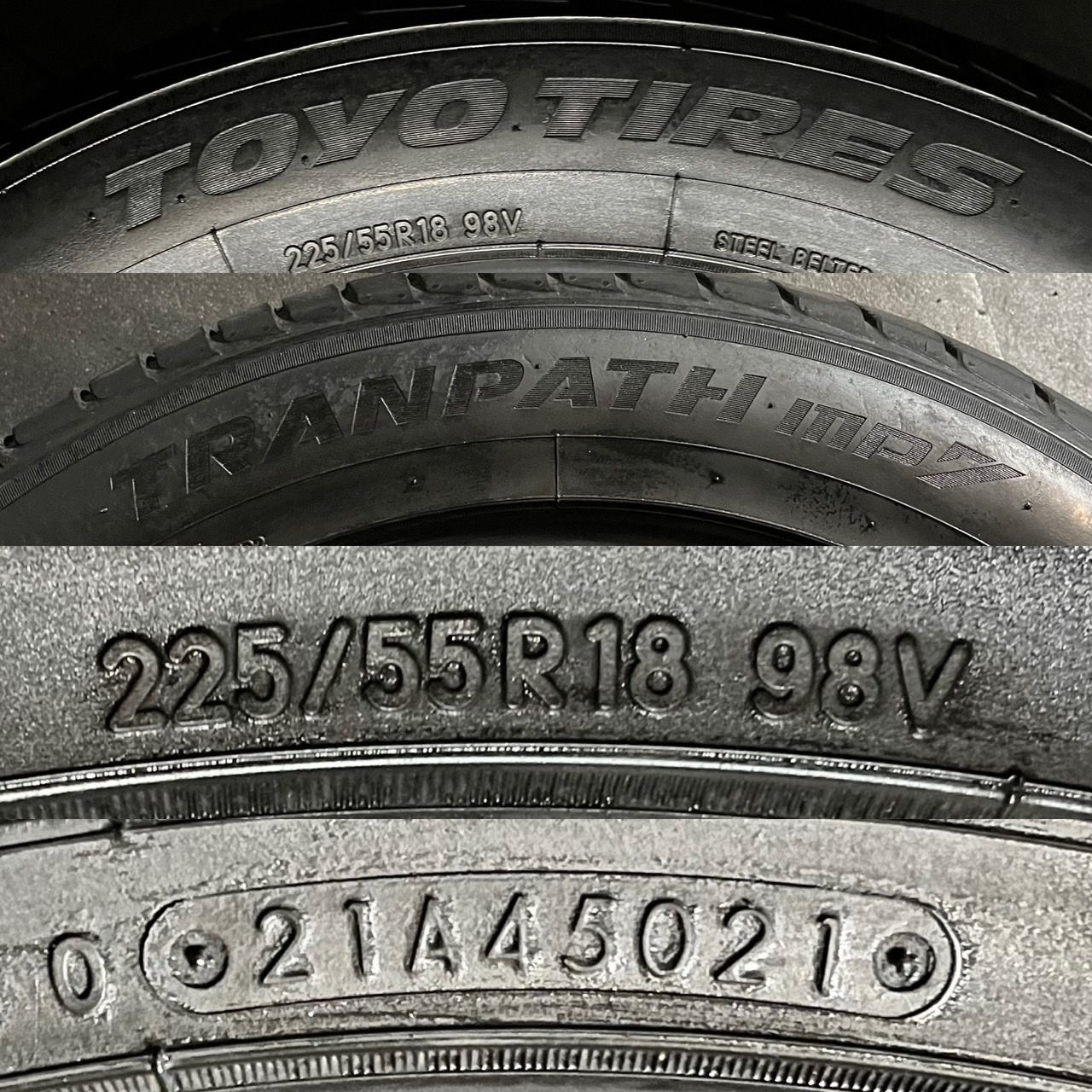  約8～8 3分山 トーヨータイヤ TOYO TIRES トランパス mp 7 225 55 R 18 2本 h_860 18インチ サマータイヤ ノーマルタイヤ