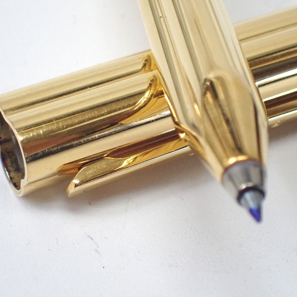 Ft635006 ブルガリ ボールペン キャップ式 青インク 金色 BVLGARI 中古