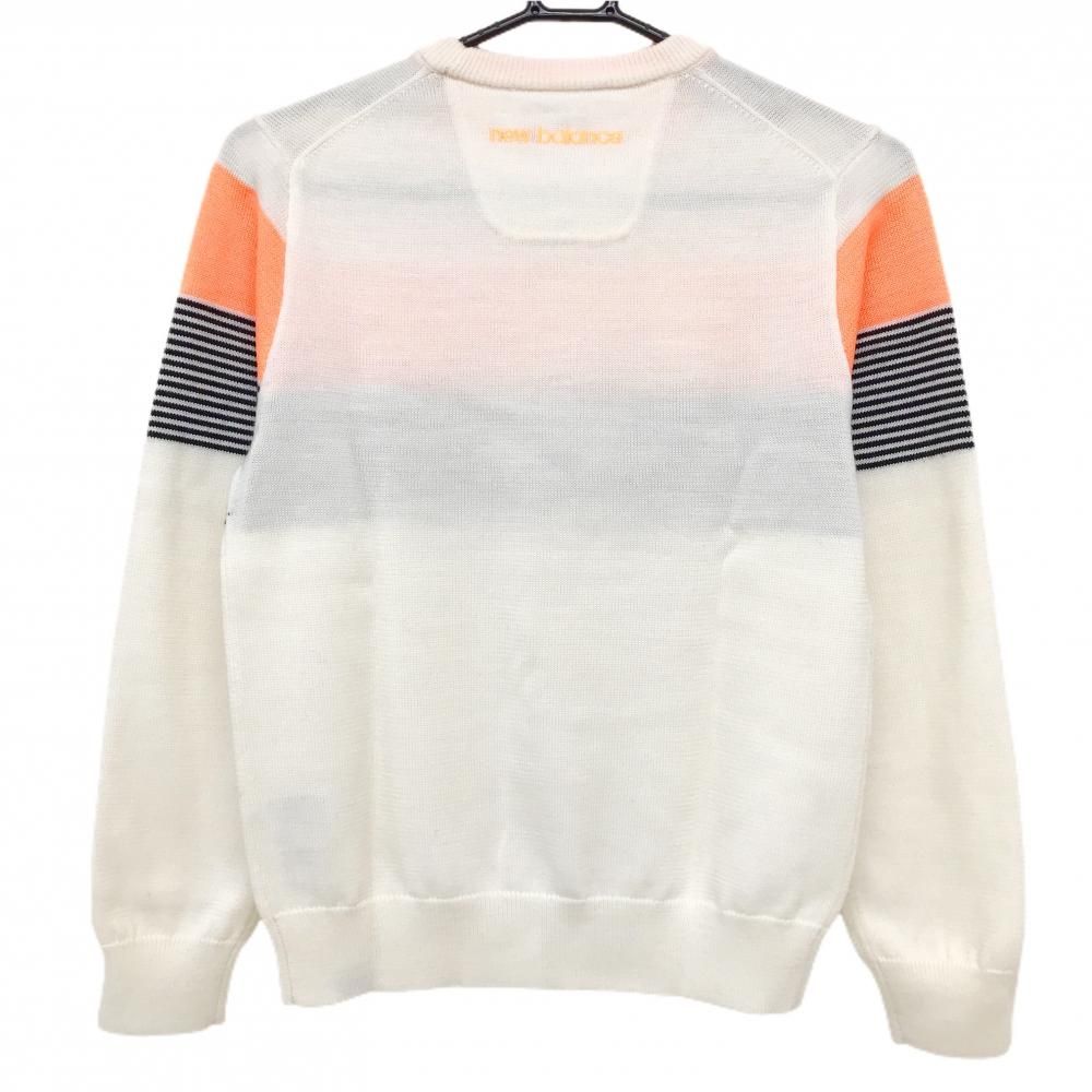 超美品】ニューバランスゴルフ セーター 白×蛍光オレンジ×黒 フロント