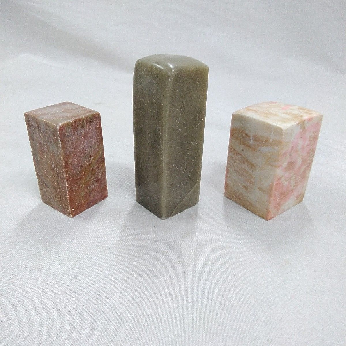 落款 らっかん 3個 印材 書道具 印鑑 印章 寿山石 古印材 書道 彫刻