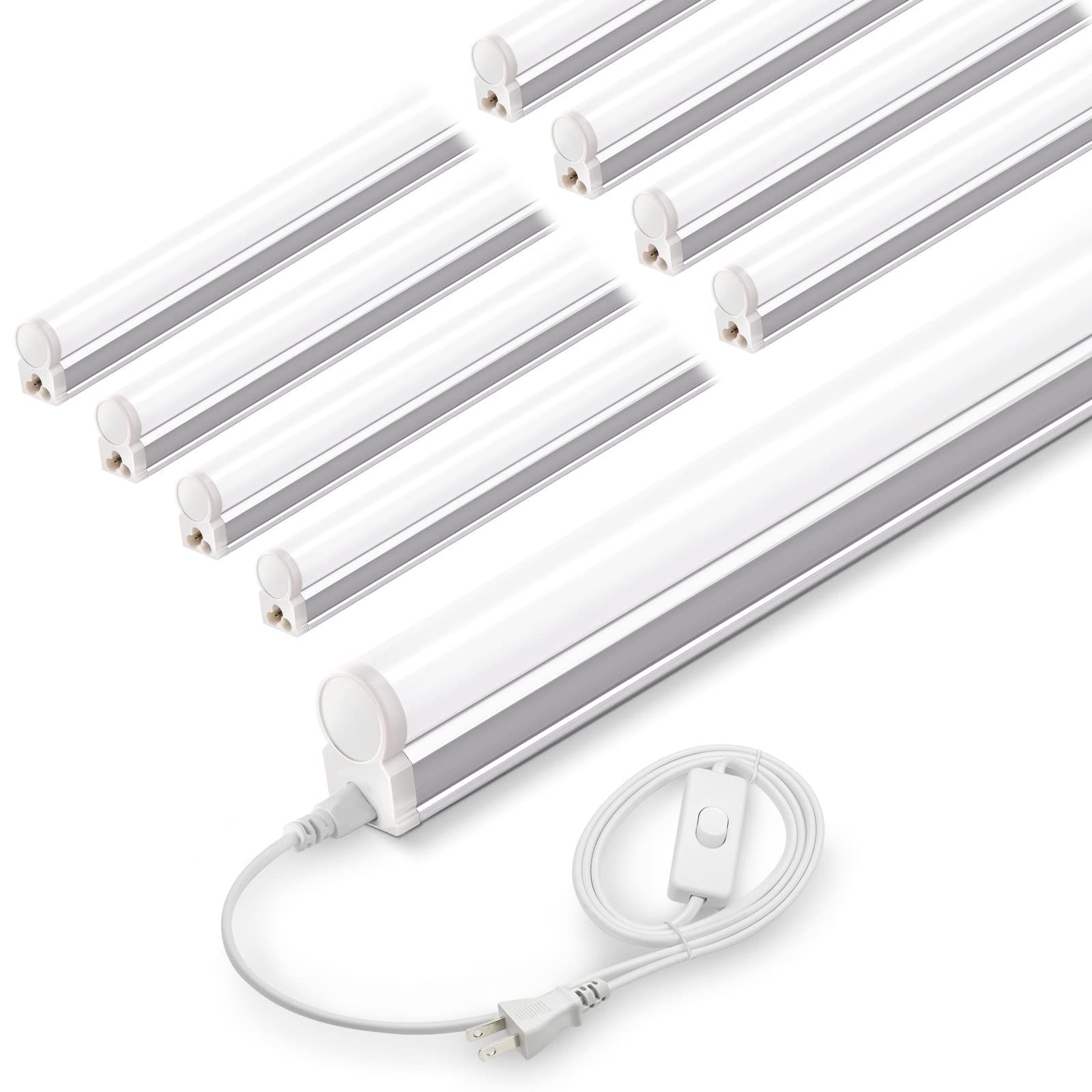 2200ルーメン 昼光色 消費電力20 W 6500 K スイッチ付電源コード蛍光灯 117 cm 40形直管 器具一体型 AC電源コード1.5 m 40形 コード付き LED蛍光灯 8本セット Barrina