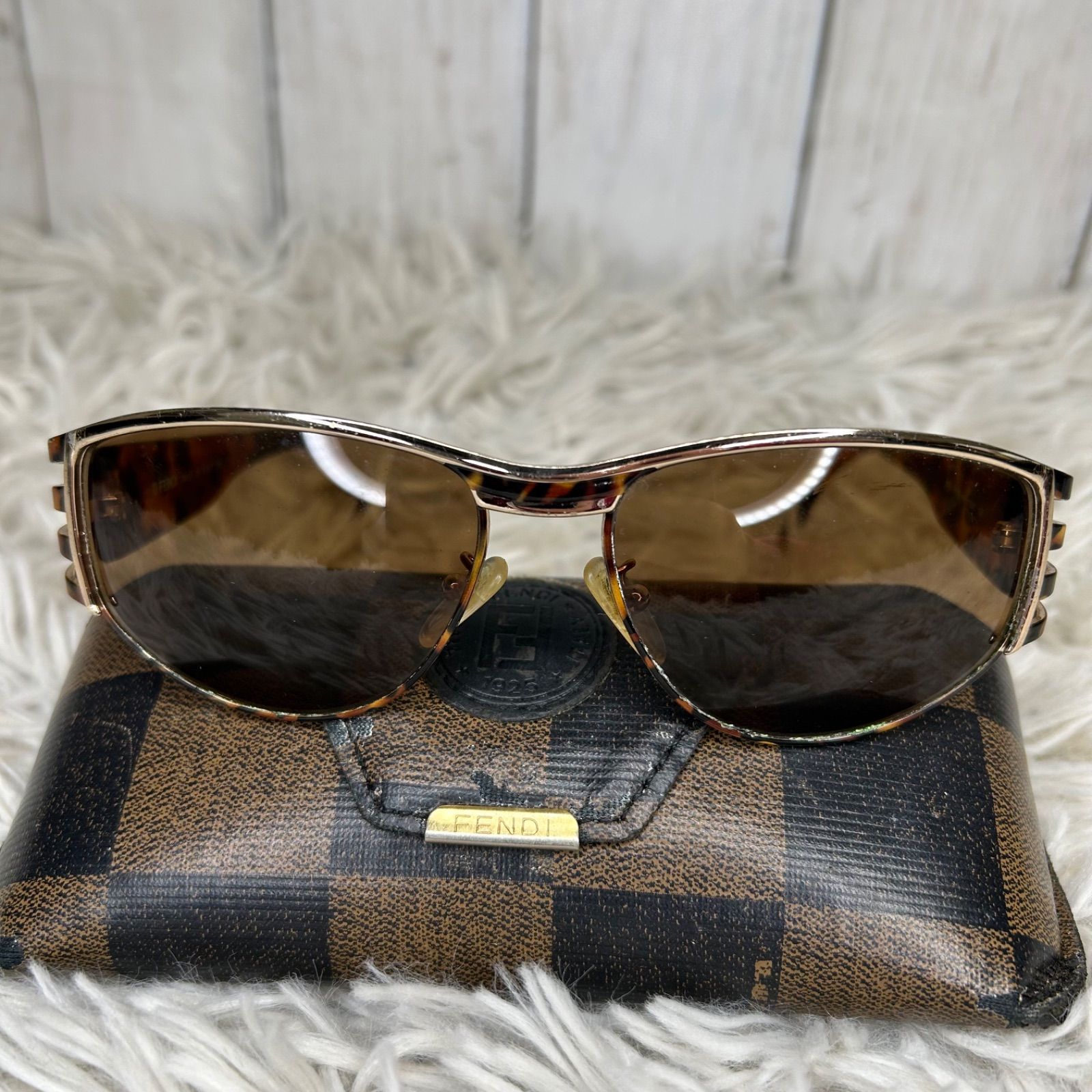 FENDI フェンディ FS118 ブラウン ベッコウ サングラス メガネ ケース