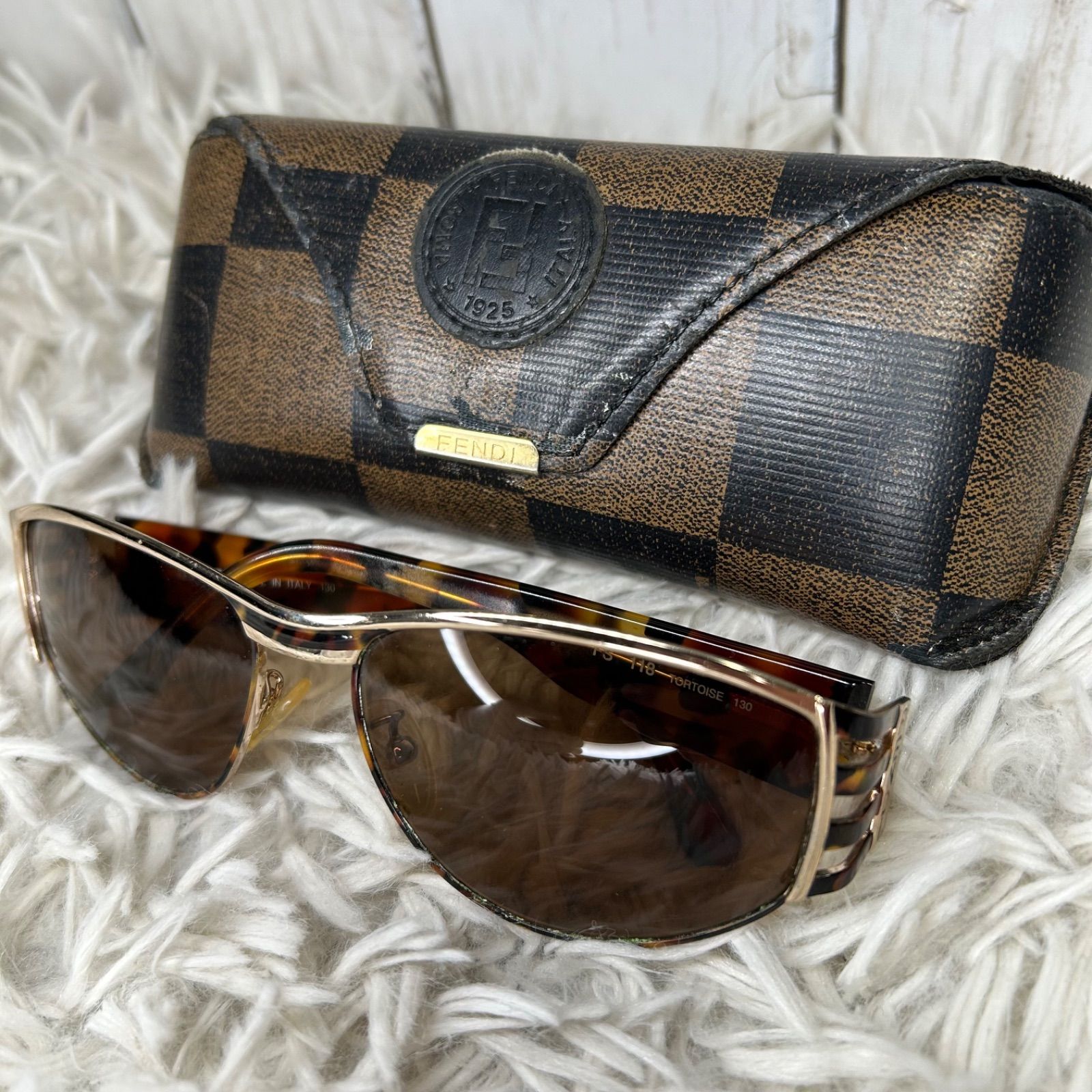 FENDI フェンディ FS118 ブラウン ベッコウ サングラス メガネ ケース