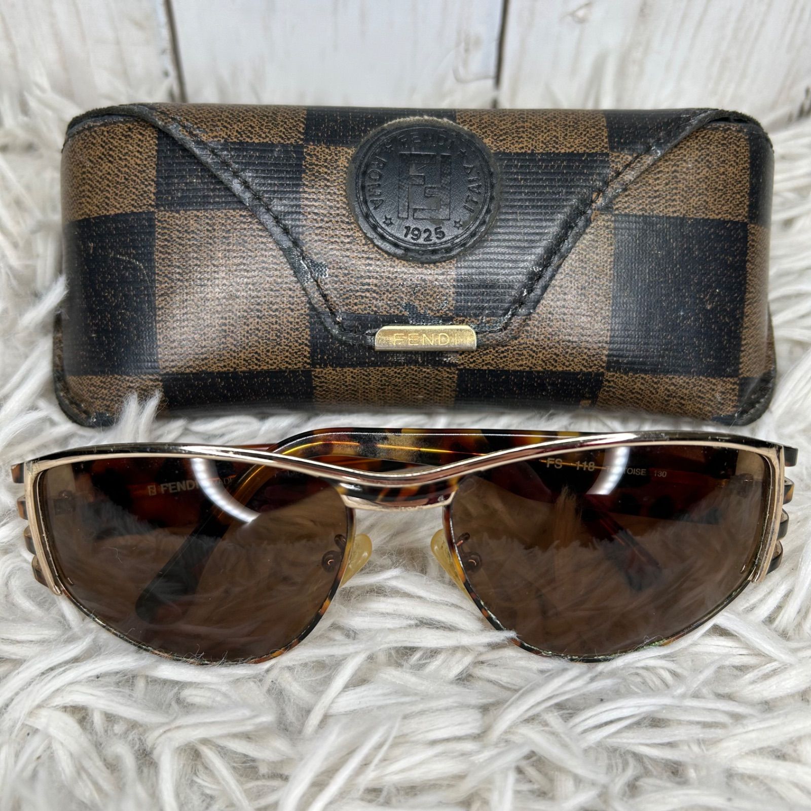 FENDI フェンディ FS118 ブラウン ベッコウ サングラス メガネ ケース