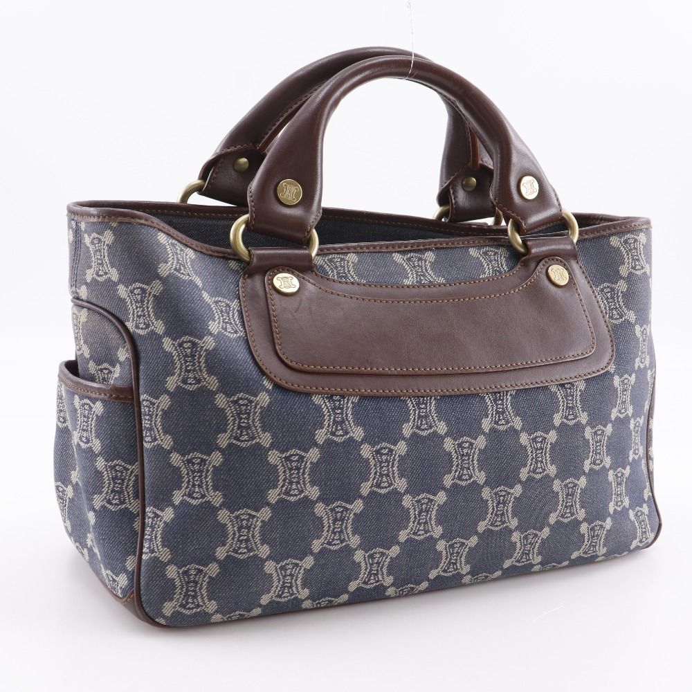 CELINE】セリーヌ ブギーバック マカダム デニム 青/茶 レディース