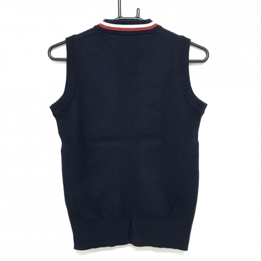 新品 トミーヒルフィガーゴルフ ベスト ニット ノースリーブ ネイビー 美品】トミーヒルフィガー ニットベスト ネイビー×白 フロントロゴ