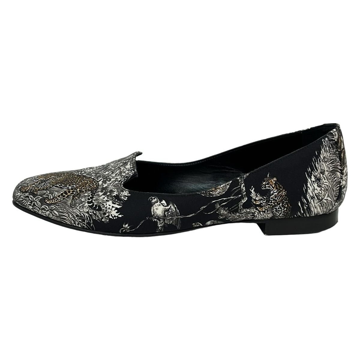 HERMES エルメス フラットシューズ 37 1 2 レディース - 黒×白×ダークイエロー