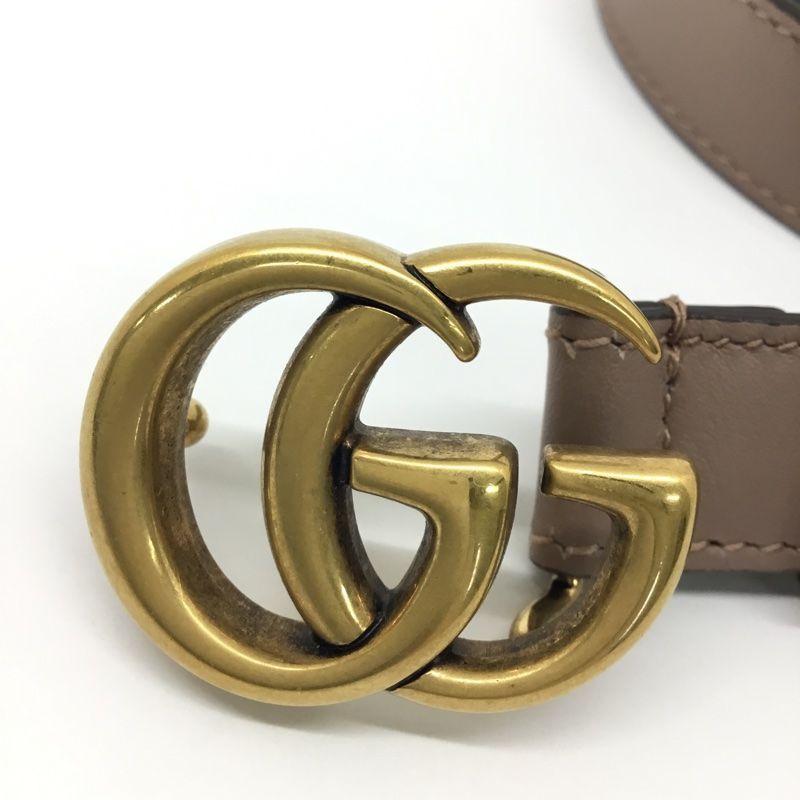 GUCCI グッチ ダブルG スリムベルト 409417 ファッション小物 ブラウン系 レディース 品 -AB 質屋 か ｎ