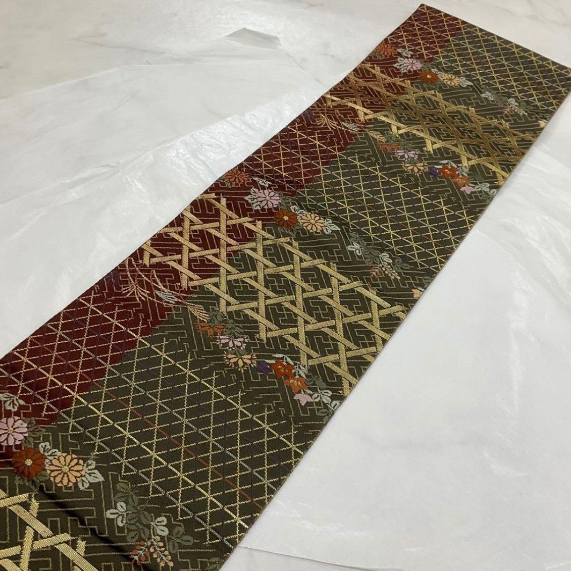 厳選●未使用同然●最高級西陣織唐織手織正絹●半幅帯半巾帯小袋帯●433 ○kimono+one○kimonoarisa○未使用同然○最高級西陣織唐織○正絹