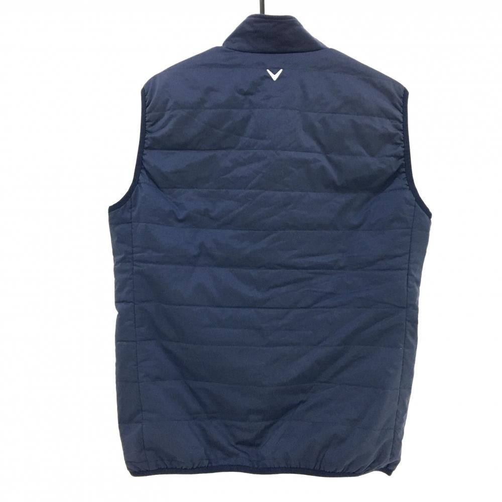 キャロウェイ 中綿ベスト ネイビー×白 ロゴ刺しゅう ダブルジップ