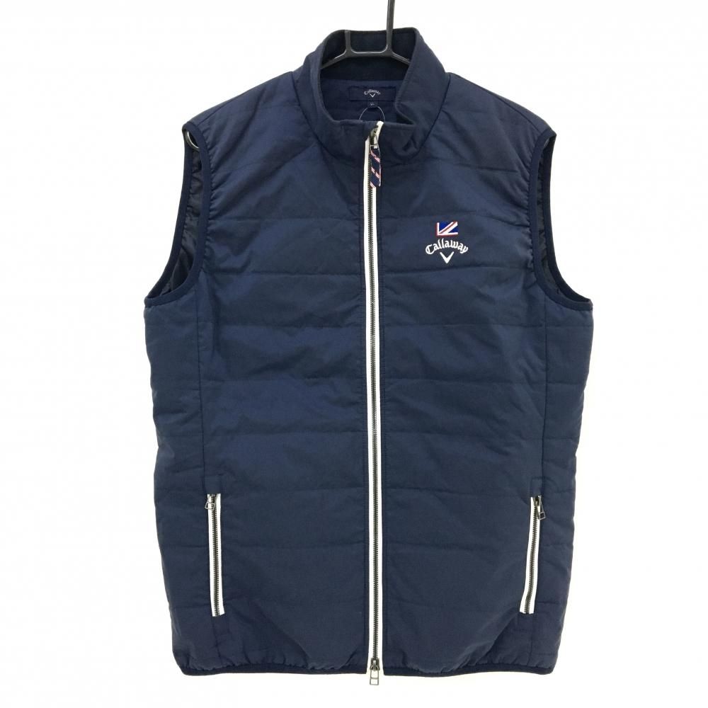 キャロウェイ 中綿ベスト ネイビー×白 ロゴ刺しゅう ダブルジップ