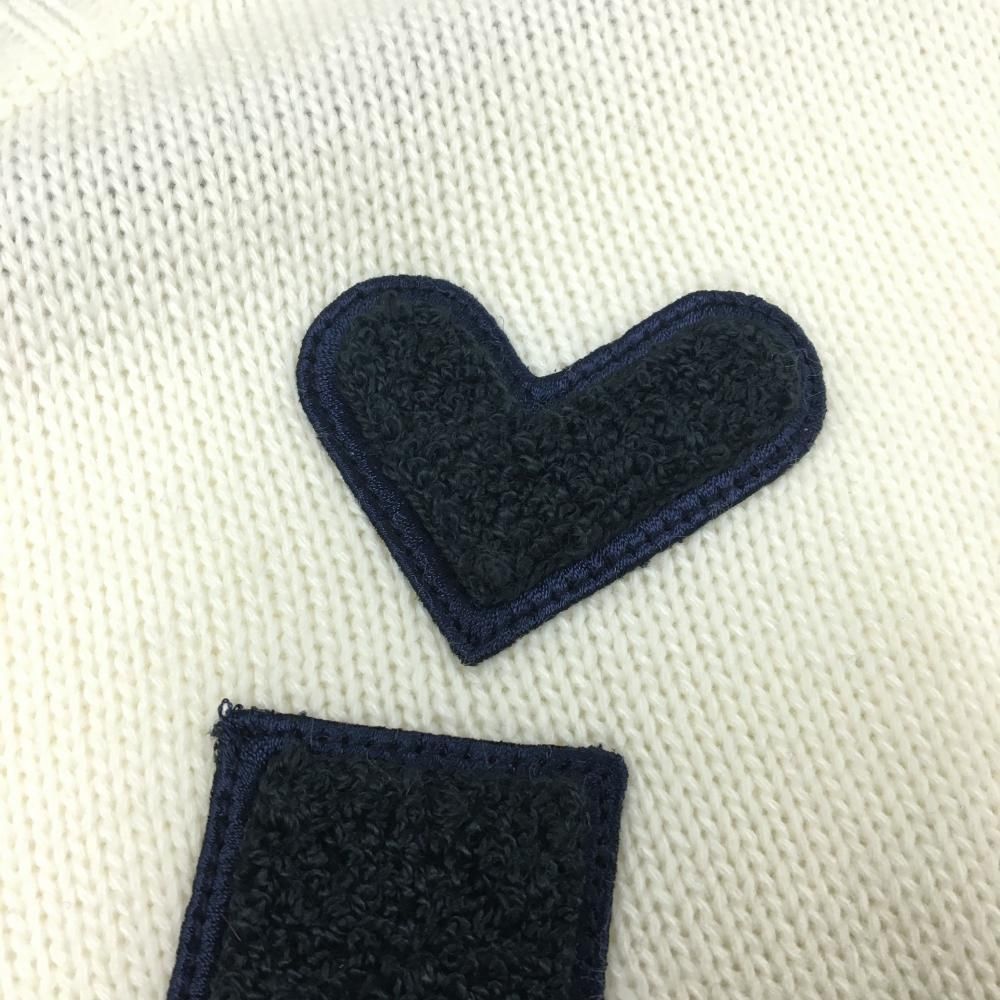 美品】ビバハート セーター 白×ダークネイビー イカリ ビッグロゴ