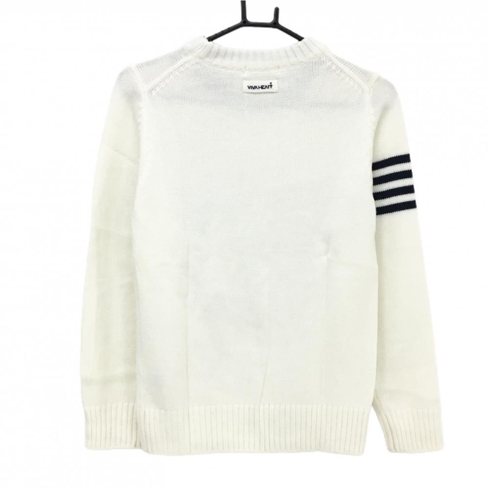 美品】ビバハート セーター 白×ダークネイビー イカリ ビッグロゴ