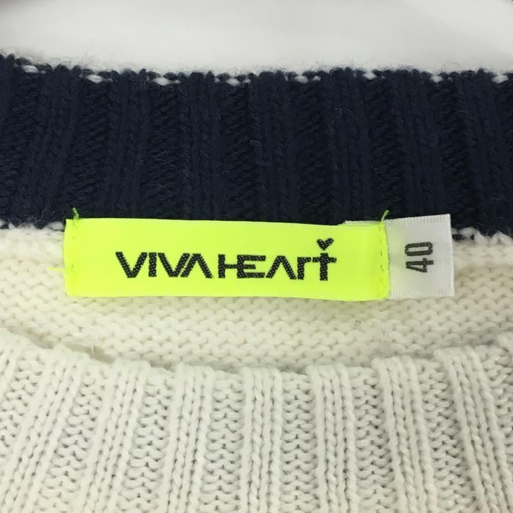 美品】ビバハート セーター 白×ダークネイビー イカリ ビッグロゴ