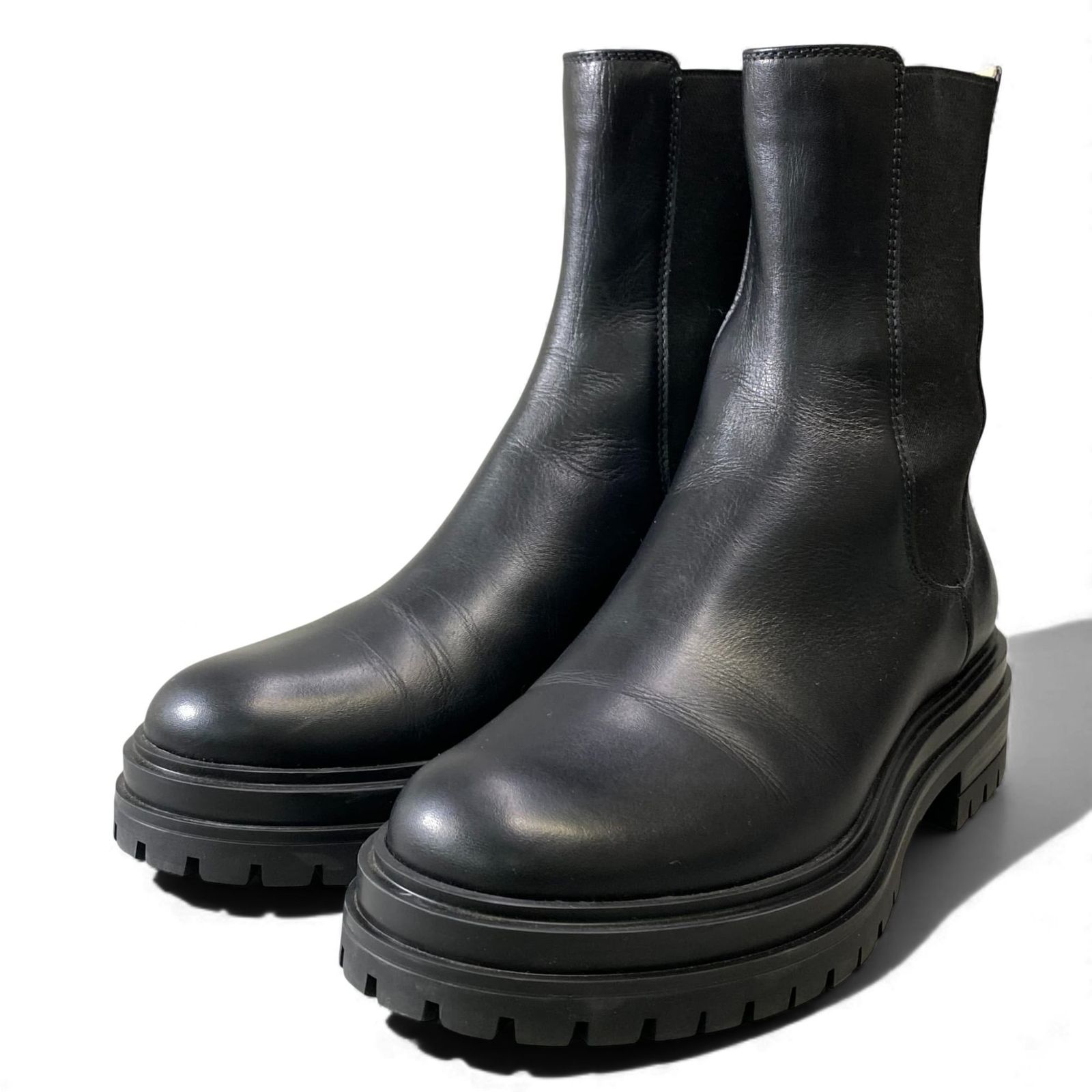 1 L 11 Gianvito Rossi ジャンヴィトロッシ サイドゴアブーツ サイズ38 2 ブラック レザー レディース 女性用 靴k 02 i