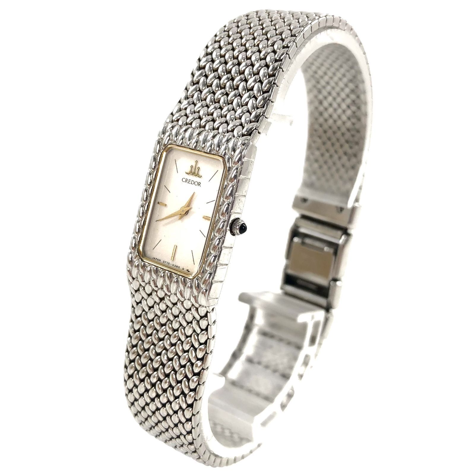 SEIKO セイコー CREDOR クレドール 2F70-5340 QZ/SS ホワイト文字盤