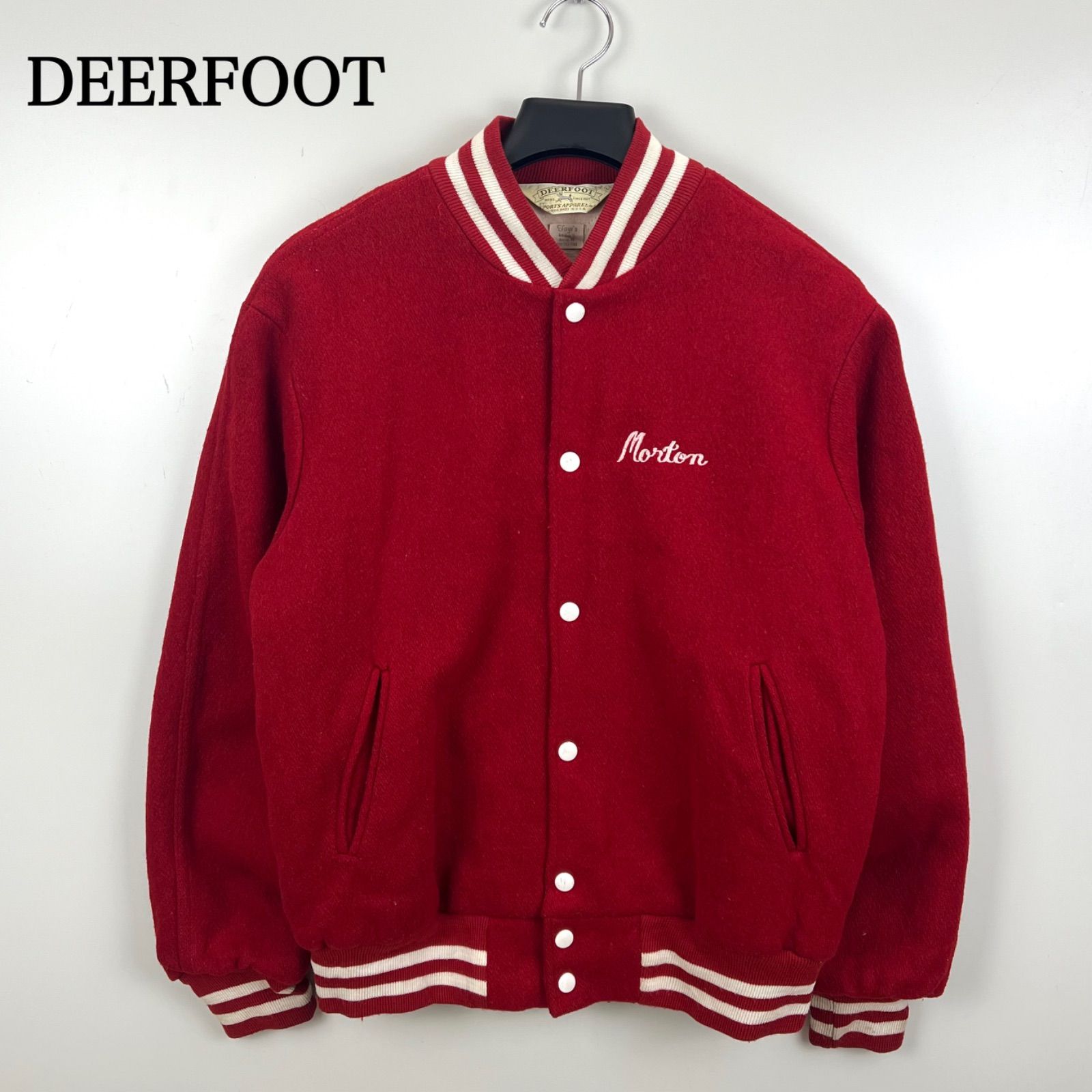 70 s USA melton varsity jacket M ディアフット スタジャン メルトン 三角タグ ヴィンテージ ワッペン