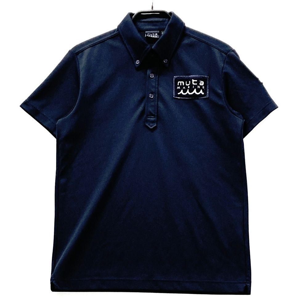 サイズ M MUTA MARINE ムータマリン 半袖ポロシャツ ワッペン ネイビー系 ゴルフウェア メンズ ストスト