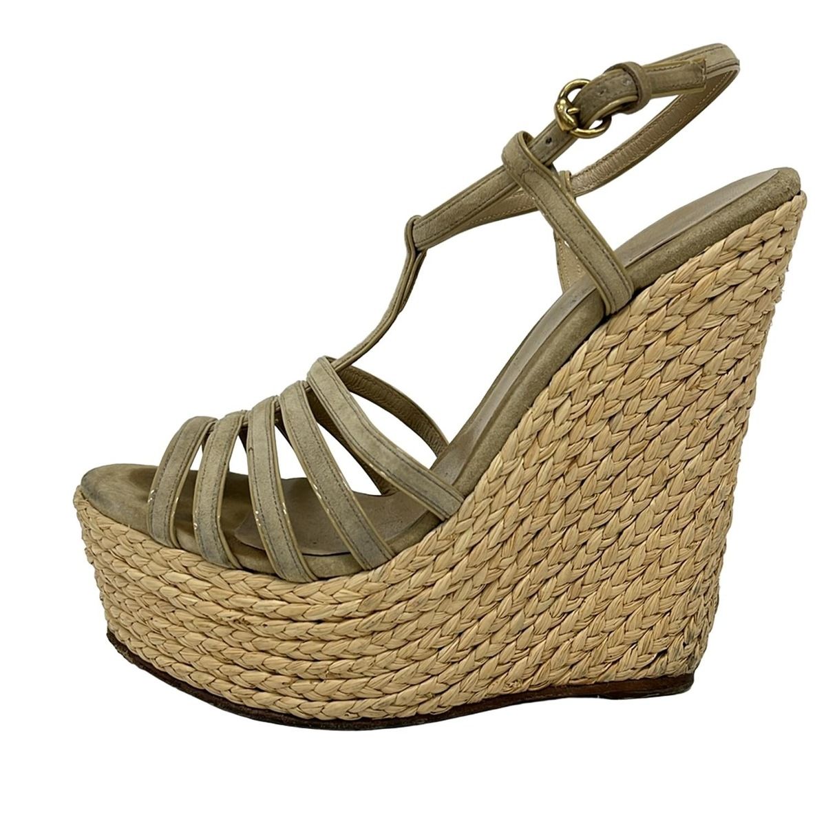 GUCCI(グッチ) サンダル 35 レディース - ベージュ ウェッジソール