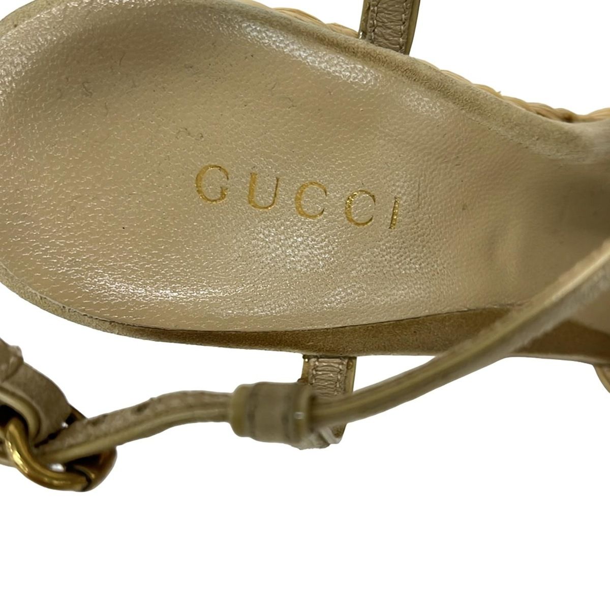 GUCCI(グッチ) サンダル 35 レディース - ベージュ ウェッジソール