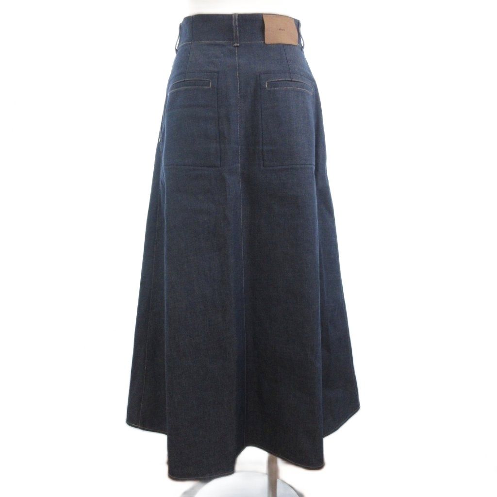 23年　エブール　ebure リアクティブデニム トラペーズスカート エブール ebure 美品 リアクティブデニムトラペーズスカート ロング丈