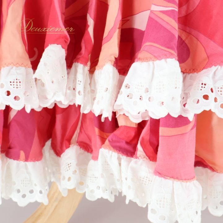 フラメンコ 衣装 ワンピース ドレス ボランテ フリル レース 柄 模様 pilar vera ピンク系 ホワイト系 おしゃれ パーティ サーモンピンク系 フラメンコダンス ステージ衣装