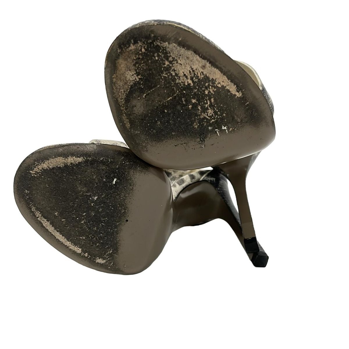  GUCCI グッチ パンプス 34 レディース - ダークグレー×アイボリー 型押し加工 ホースビット レザー ハイヒール パンプス パンプス