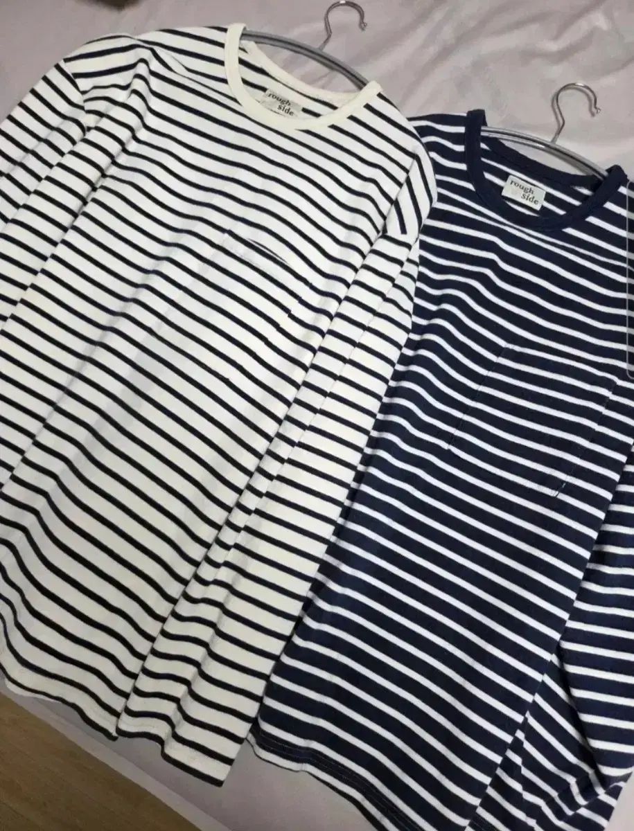 ROUGH SIDE ストライプ長袖Tシャツ 白|黒 まとめ L