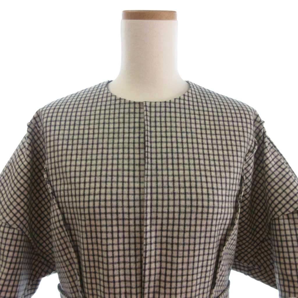 ブラミンク BLAMINK ワンピース 半袖 ロング チェック ウール グレー ブラミンク BLAMINK ワンピース 半袖 ロング チェック ウール グレー