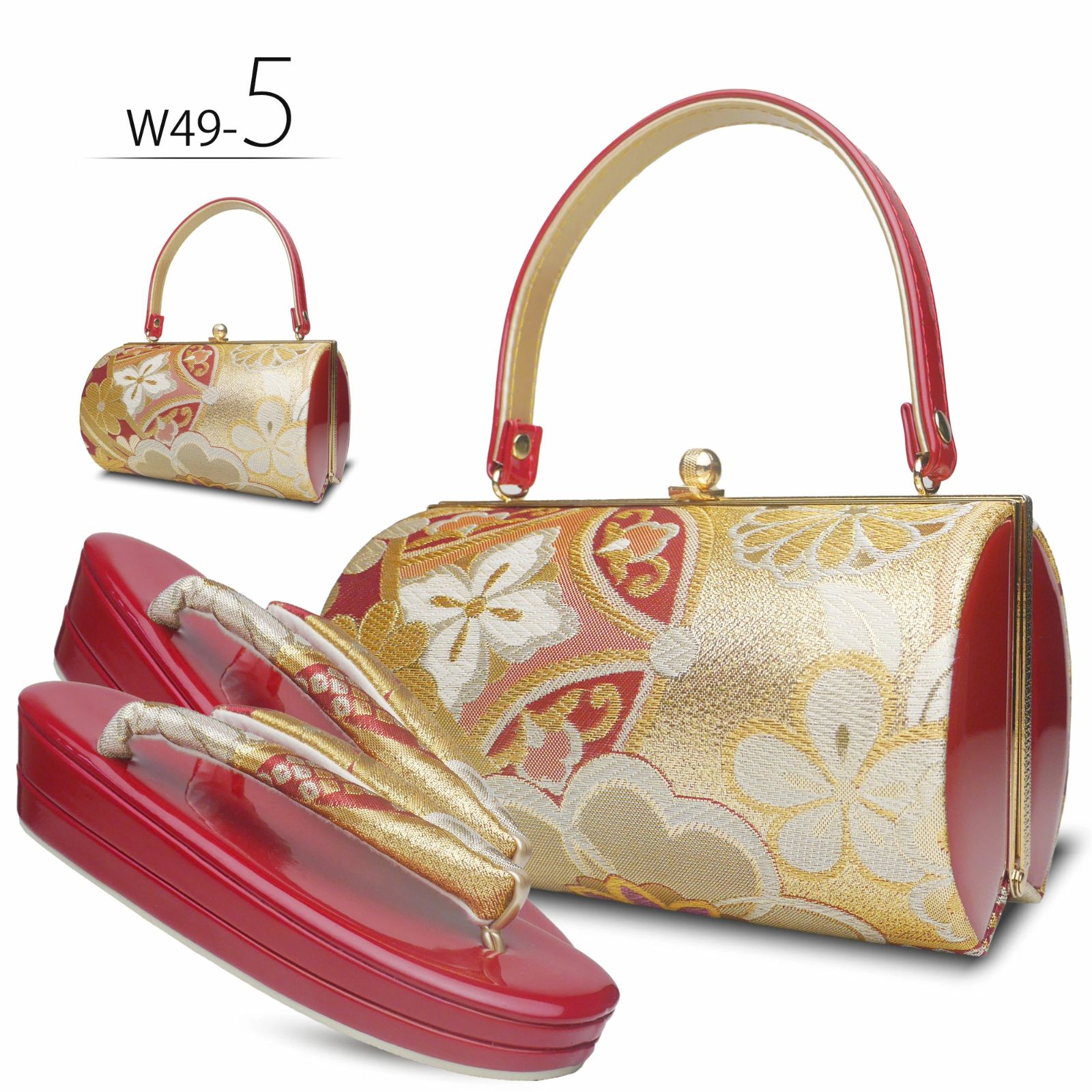 草履バッグセット 振袖用 帯地 赤 金 古典 フリーサイズ w49-5 草履バッグセット 振袖用 帯地 赤 金 古典 フリーサイズ w49-5 - メルカリ