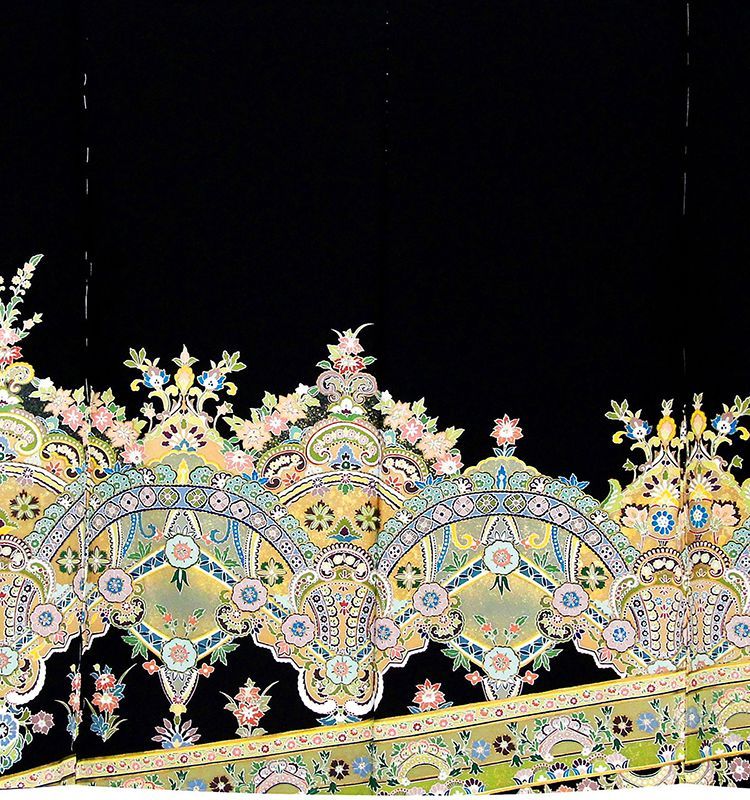 記念感謝祭【仕立無料】京友禅伝統工芸手描き染、手刺繍、本金加工☆特