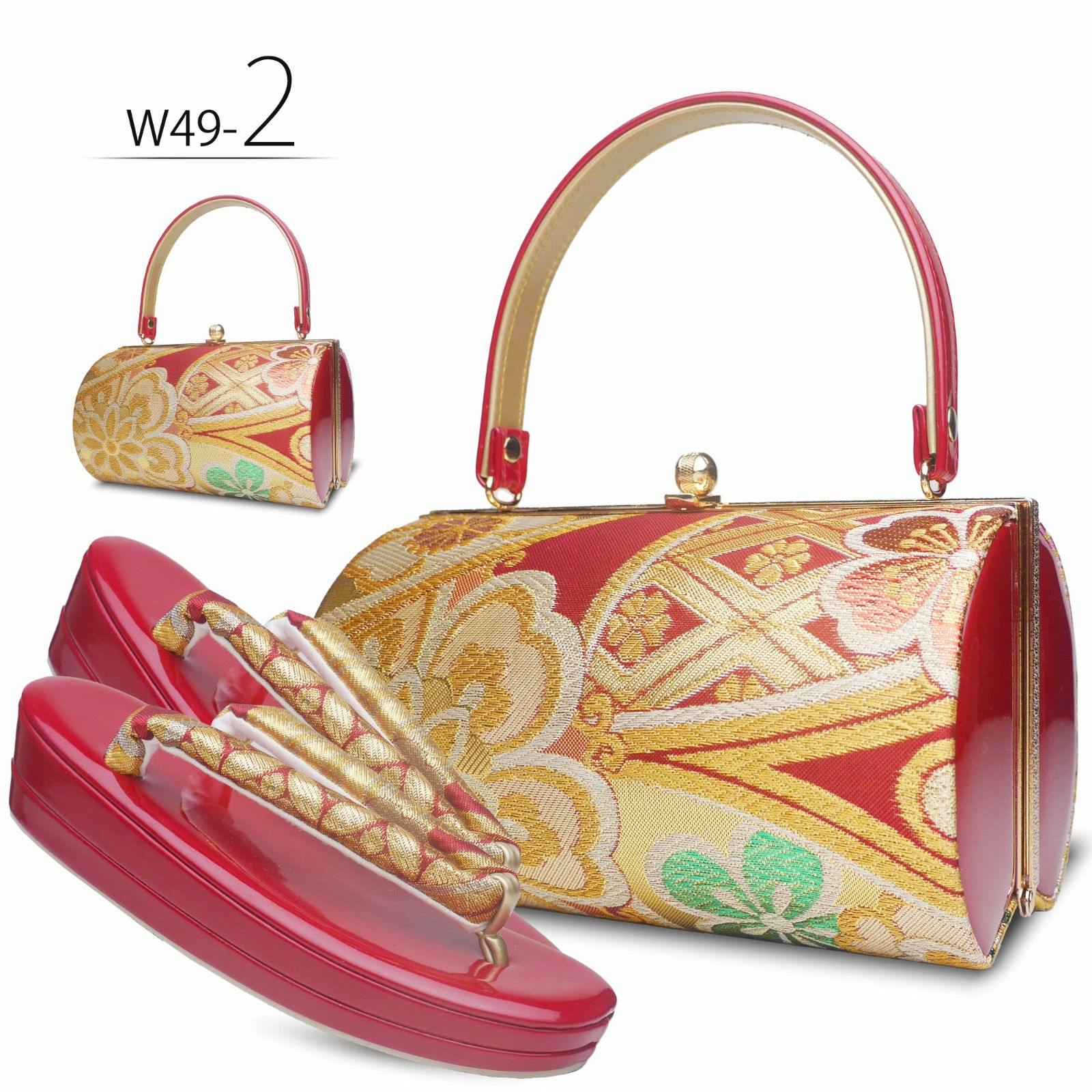 草履バッグセット 振袖用 帯地 赤 古典 フリーサイズ w49-2 - メルカリ