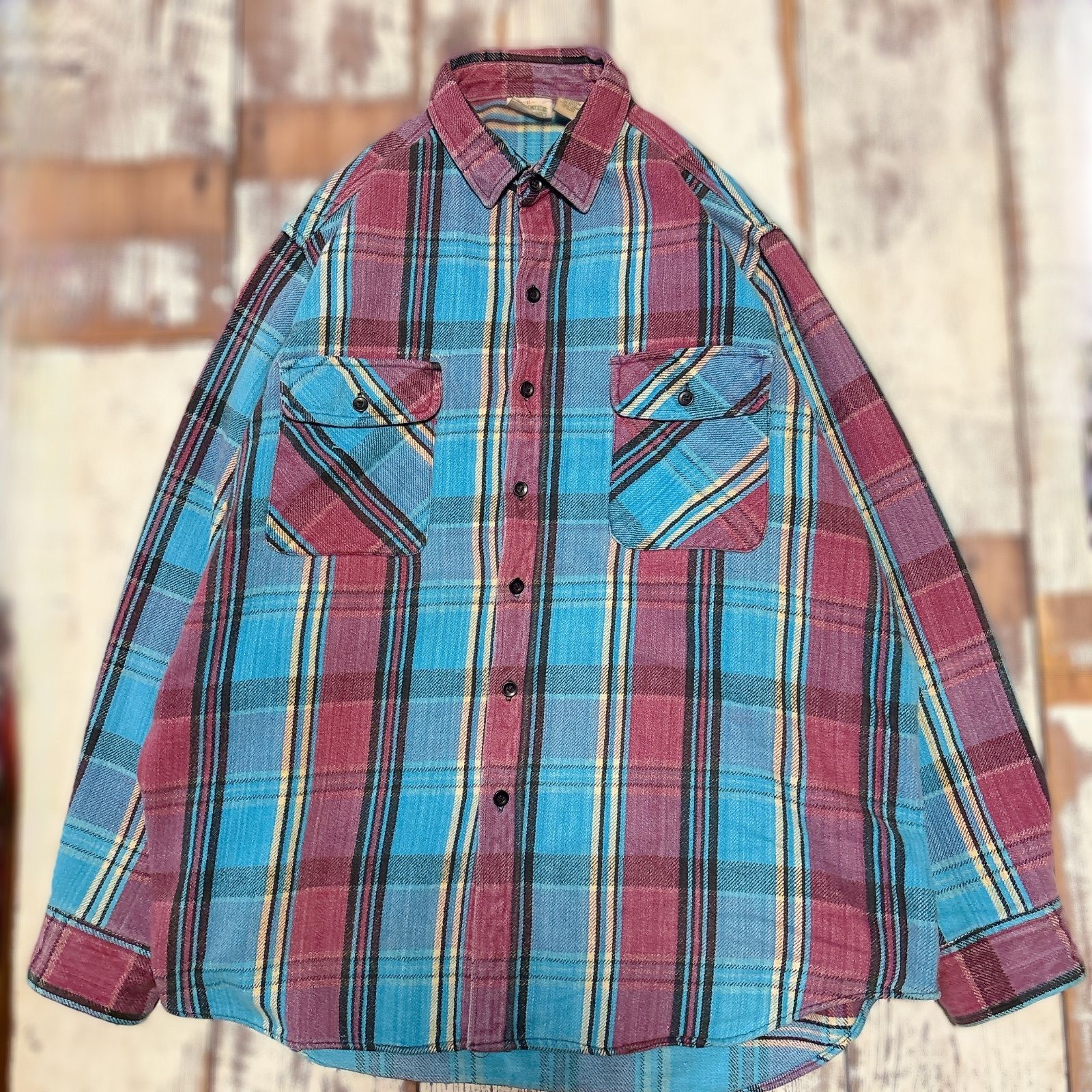 FIVE BROTHER ネルシャツ 90s チェック柄 長袖シャツ マルチカラー XL