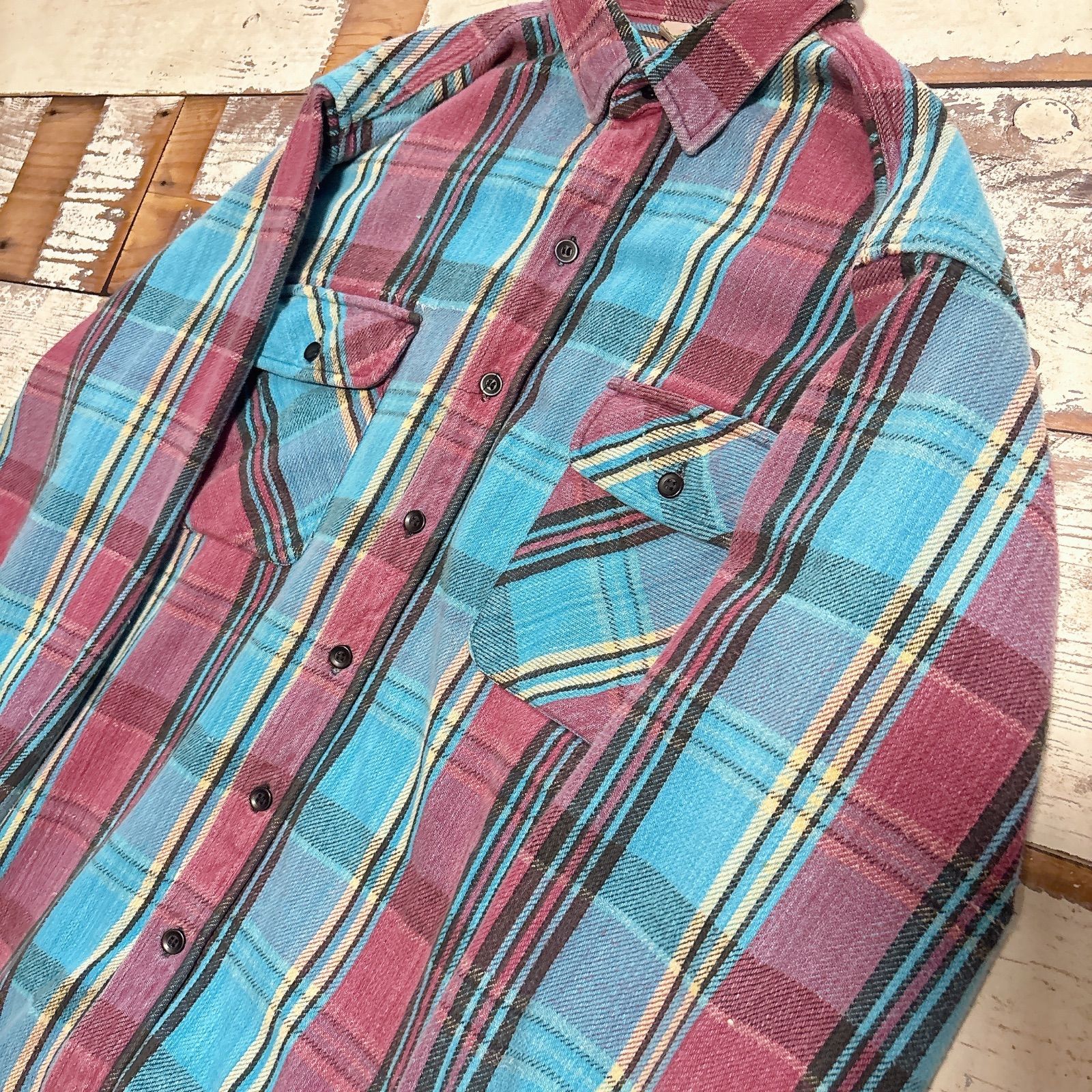 FIVE BROTHER ネルシャツ 90s チェック柄 長袖シャツ マルチカラー XL
