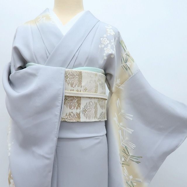 Y3846◇美品未着用 正絹 金駒刺繡 絞り 仕付け糸付 手縫い 訪問着 着物 百華❀Y4171◇未着用 正絹 金駒刺繡 仕付け糸付 染め一つ紋 手縫い
