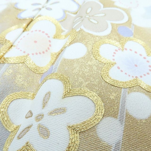 百華❀Y4171◇未着用 正絹 金駒刺繡 仕付け糸付 染め一つ紋 手縫い