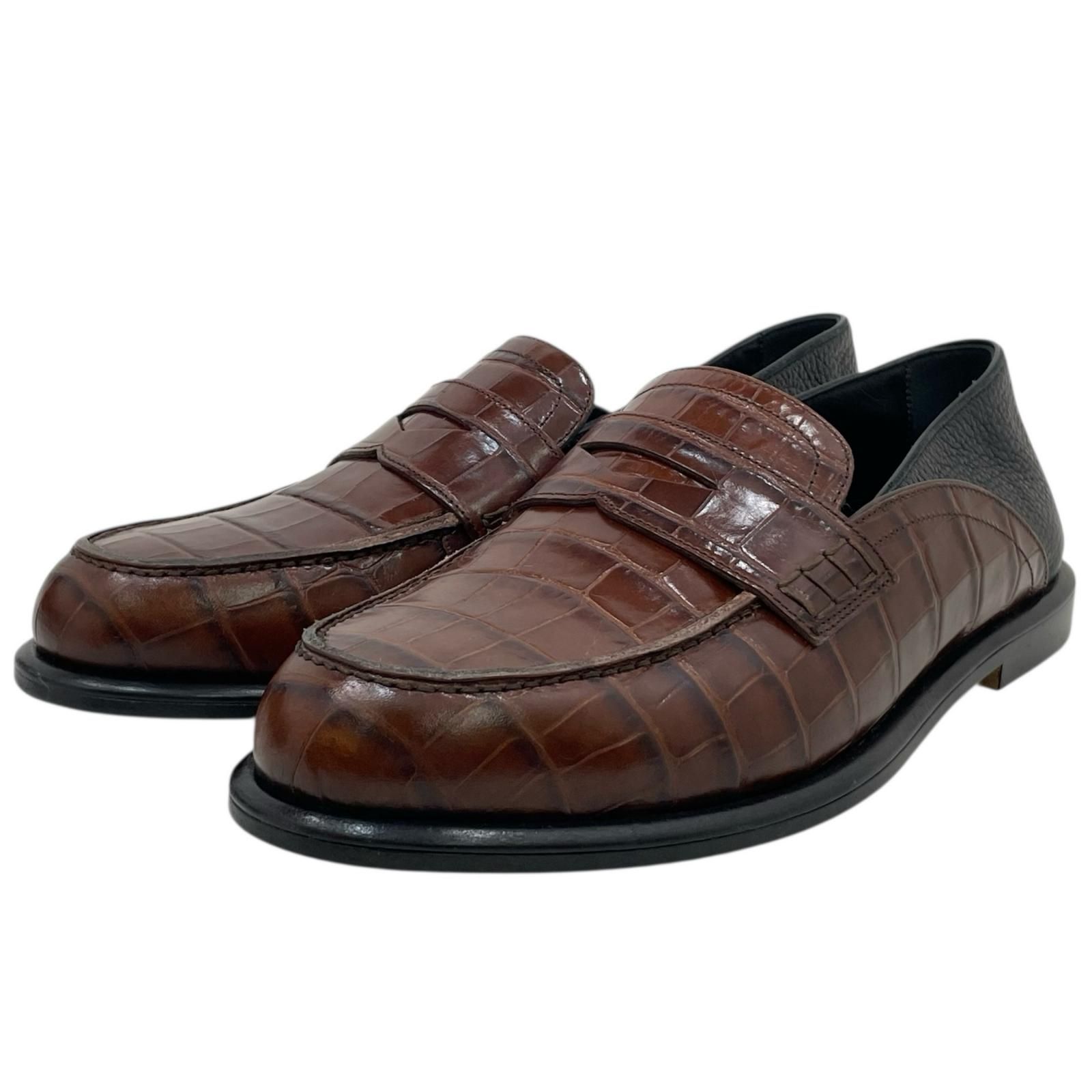 LOEWE ロエベ 型押し ローファー 靴 ブラウン 58 18 09 サイズ 40