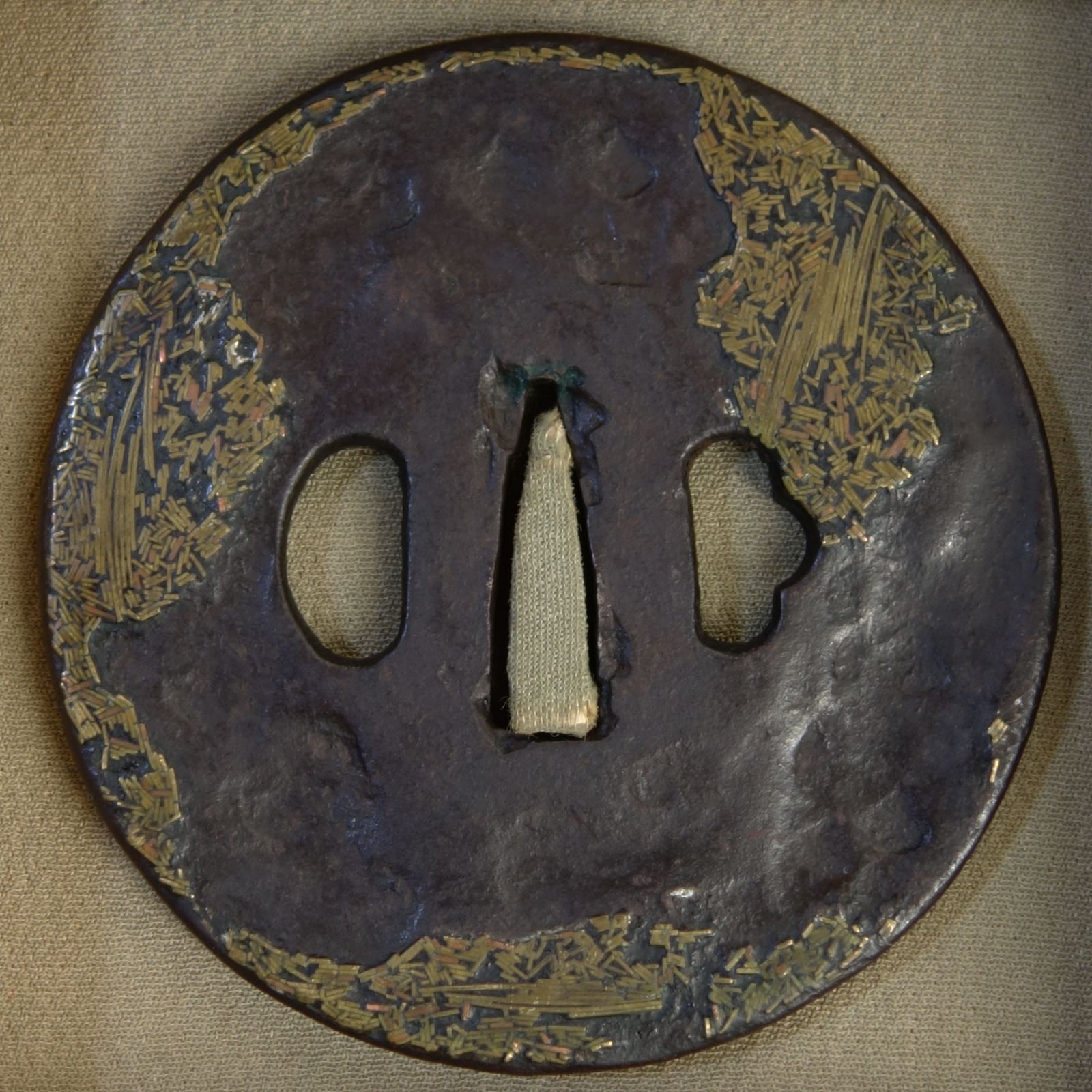 鍔 【 鉄地 吹寄象嵌 天法鍔 】 日本刀 刀装具 鐔 骨董 古美術