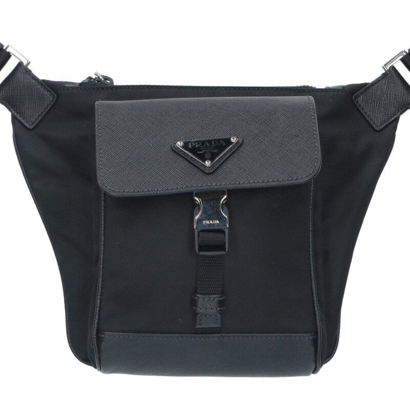プラダ 2 VH 160 Re-Nylonサフィアーノレザーショルダーバッグ メンズ