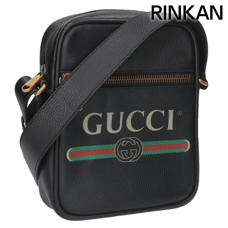グッチ 523591 ヴィンテージロゴプリントレザーショルダーバッグ メンズ