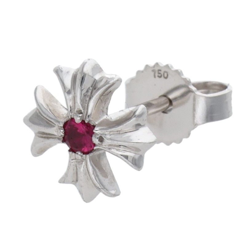クロムハーツ 18 K No 2 CH PLS RUBY|18 KCHプラススタッド 1ルビー|ホワイトゴールドピアス メンズ