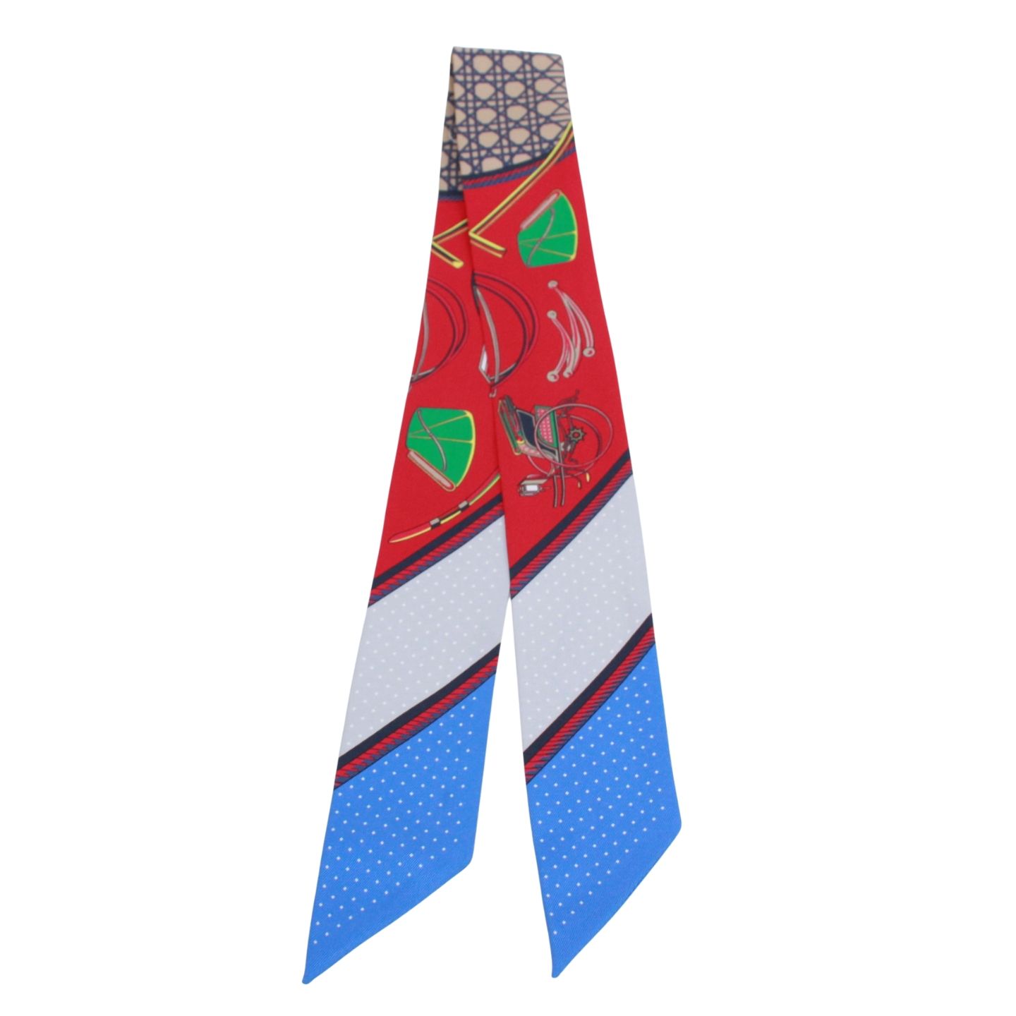 HERMES エルメス ツイリー スカーフ シルク レッド ブルー レディース