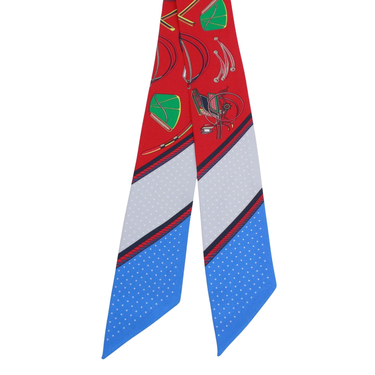 HERMES エルメス ツイリー スカーフ シルク レッド ブルー レディース