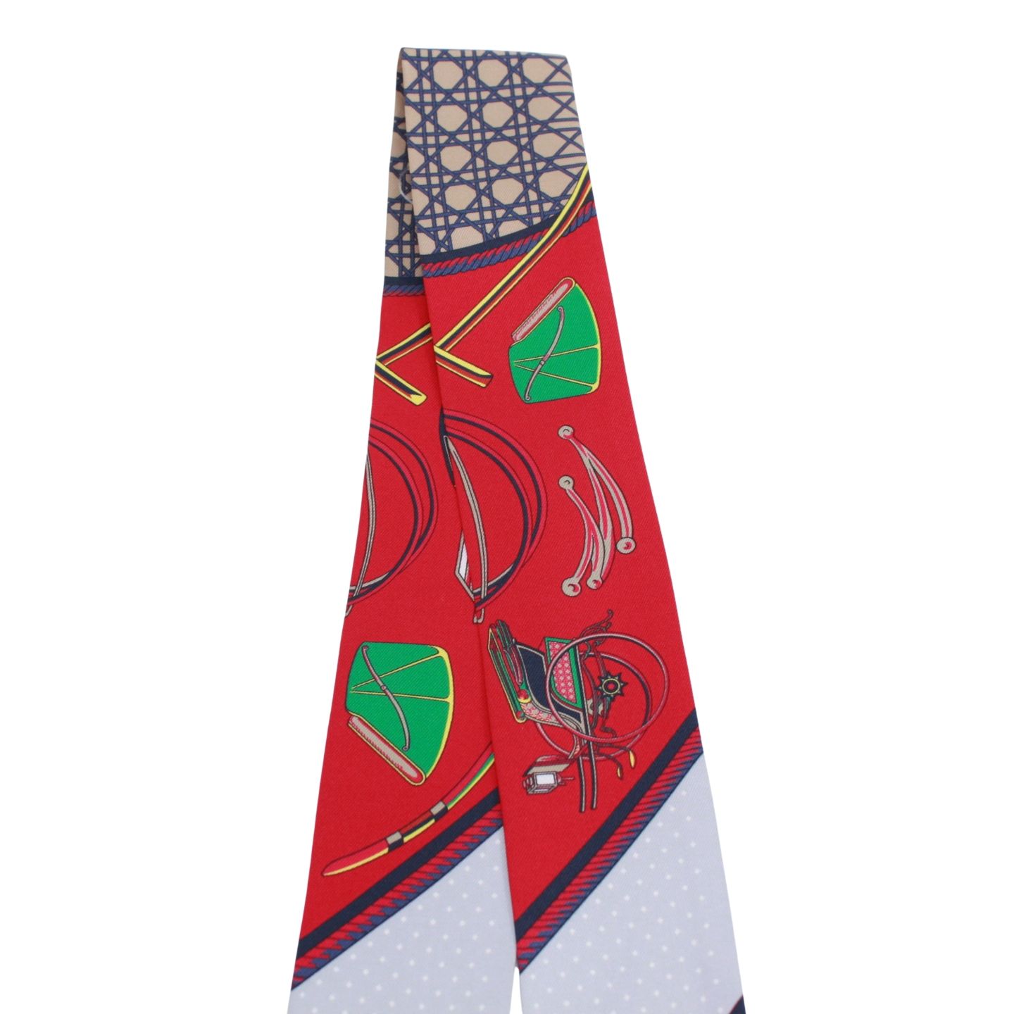 HERMES エルメス ツイリー スカーフ シルク レッド/ブルー【中古