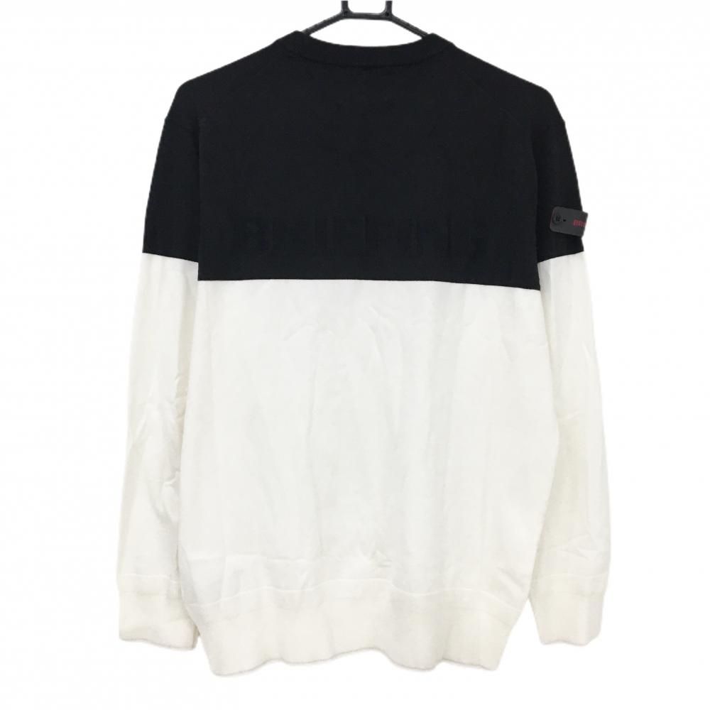 ブリーフィング セーター 白×黒 バイカラー 後ろロゴ ニット メンズ L ゴルフウェア BRIEFING